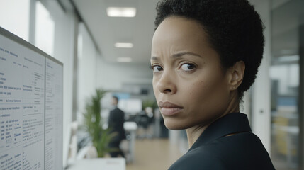 Person standing in front of a job listings board, scanning opportunities with a focused expression. The scene conveys the pursuit of career advancement and the search for meaningful employment.