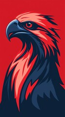 Obraz premium A stylized illustration of a hawk with bold colors and sharp lines.