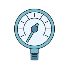 Pressure Gauge Icon Illustration in Flat Style. Perfect for engineering, science, or educational design projects.