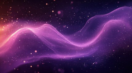 Fototapeta premium Ethereal Light Waves and Glowing Particles Abstract Background in Cosmic Purple and Pink Colors