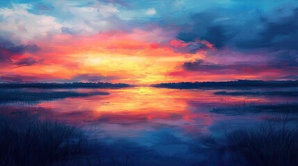 An eye-catching digital banner displaying a landscape view with stunning sunset colors, ideal for outdoor product promotions in online ads.