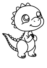 Cute cartoon illustration, a sketch with adorable dinosaur characters, this picture is suitable for children's coloring practice