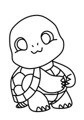 Cute cartoon illustration, a sketch with adorable dinosaur characters, this picture is suitable for children's coloring practice