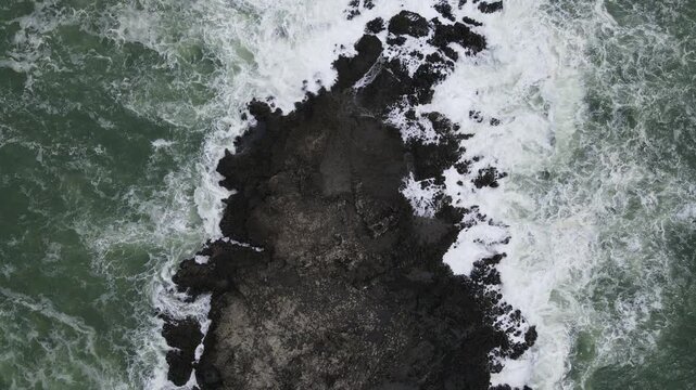 Aerial Drone Footage: Karang Bata Rocky Reef, Indonesia.Offshore Reef in Indonesia