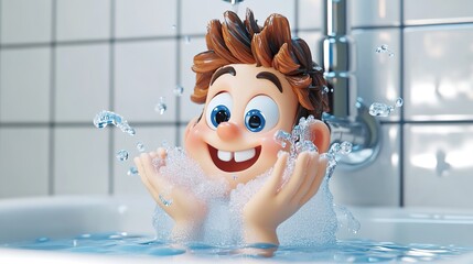 Wash Your Hands in 3D Cartoon Style