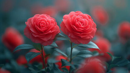 red roses in garden