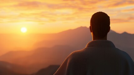 Peak travel blends adventure with luxury. A person watching a sunset over mountains.