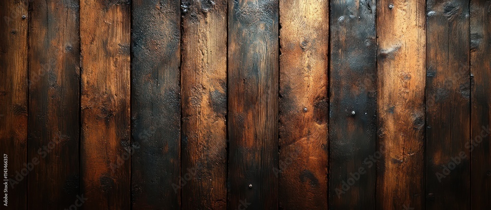 Aufkleber rustic reclaimed wood texture background warm lighting close up grain variation
