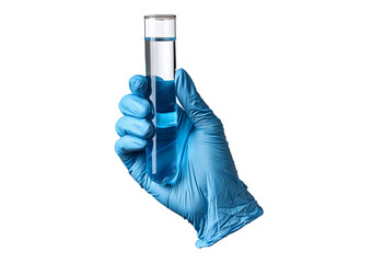 Hand Water Sample in Glove, Water Collection Test Tube Concept - Environmental Water Purity...