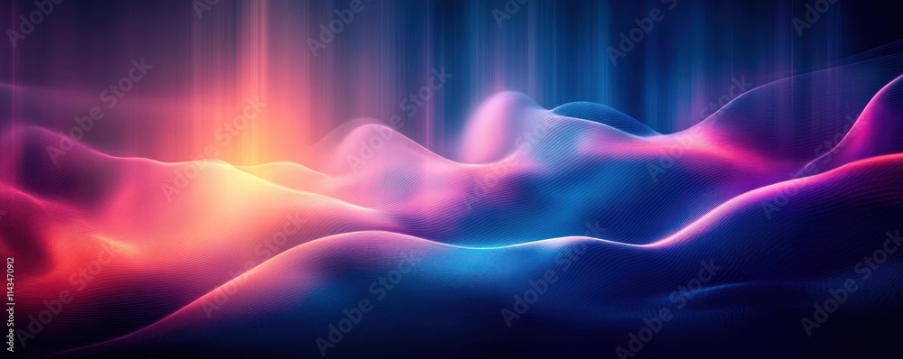 Wall mural futuristic digital abstract background with flowing curves and gradients for technology and educatio