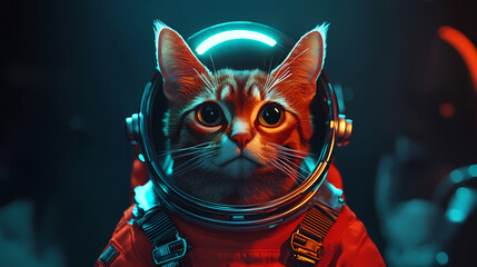 Ai-generated abyssinian cat in an astronaut suit, blending futuristic elements with a Abyssinian. Illustration