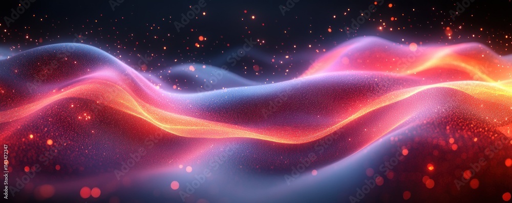Aufkleber vibrant neon wave background with glowing abstract sound waves in dark futuristic style