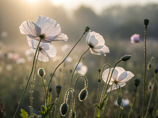 poppies in the field. nature, grass, flower, plant, spring, meadow, summer, field, flowers, season, flora, leaf, dandelion, bloom, sky, garden, outdoors, wild, environment, blossom, blue, closeup, sun