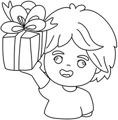 line drawing of children celebrating New Year