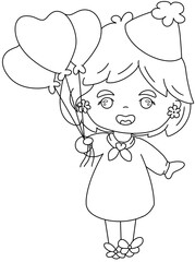 line drawing of children celebrating New Year