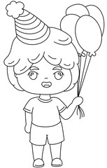 line drawing of children celebrating New Year