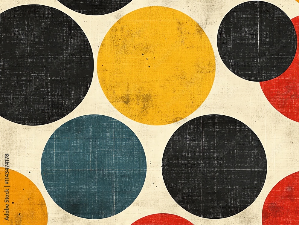 Poster A textured background featuring various colorful circles in a playful arrangement.