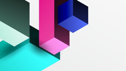 Sleek abstract design featuring isometric 3D blocks in a clean, modern composition. Perfect for tech-inspired themes, with vibrant colors and geometric precision