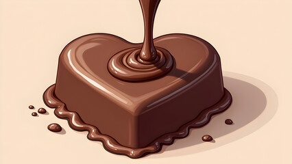 Obraz premium Heart Shaped Chocolate Cocoa liquid illustration.