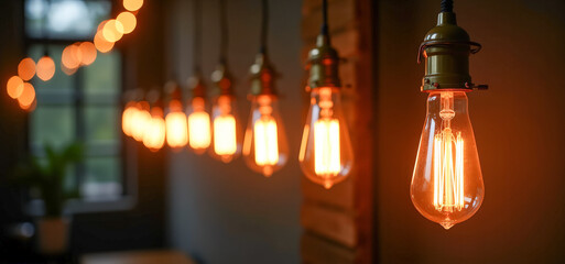 Fototapeta premium abstract background vintage Edison lamps