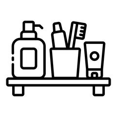 Bathroom toiletries outline icon representing essential personal care