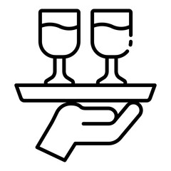 Welcome drink outline icon for greeting guests upon arrival at the hotel