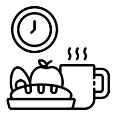 Breakfast service outline icon for hotel dining
