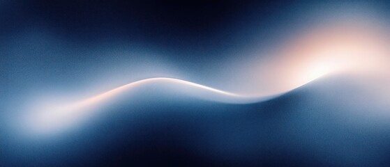Dark Blue Abstract Light Wave Background with Glowing Grainy Texture and Smooth Minimalist Design