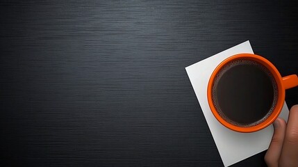 Worker Sketching Designs on Paper with Coffee Cup on Minimalist Desk