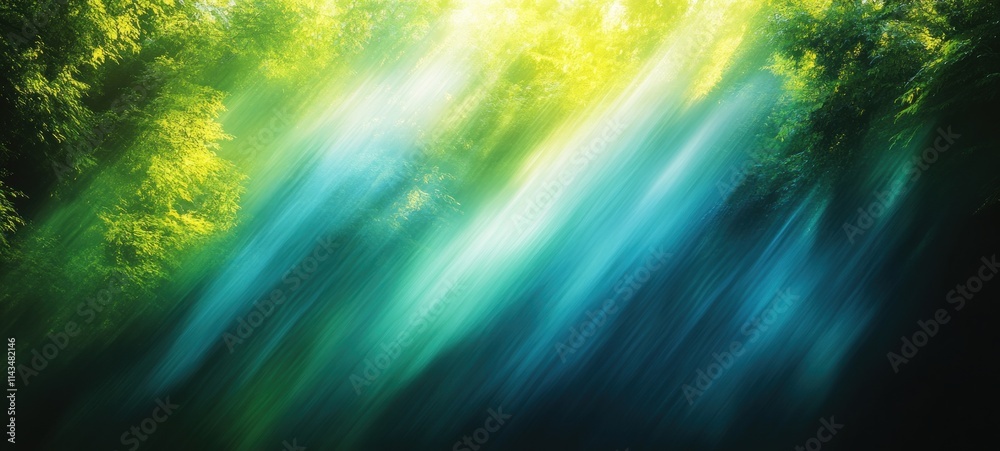 Poster Vibrant Green and Blue Abstract Gradient Background Soft Blurred Light Dynamic Texture
