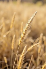 Fototapeta premium Beige bunny tail grass growing in a field with dried Lagurus grass on the ground, fall, beige