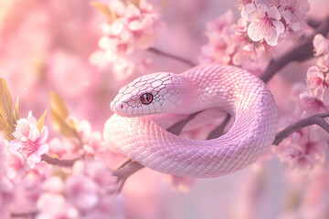 Fototapeta premium Background for 3d illustration of snake and flower elements
