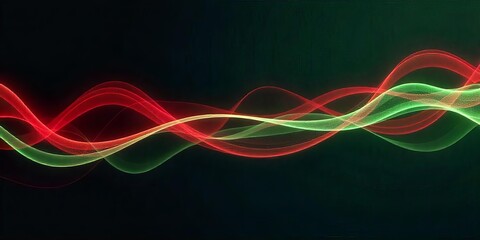 Abstract Red and Green Wave Design on Dark Background