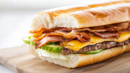 Gourmet sandwich close-up presentation  
