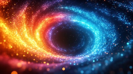 A mesmerizing depiction of a swirling galaxy with vibrant colors and sparkling stars.