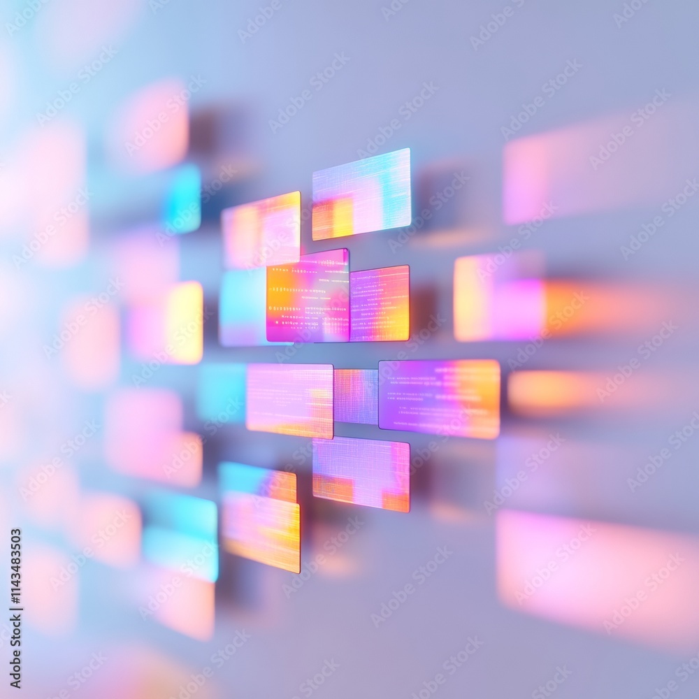 Fototapete abstract blockchain visuals with soft focus and muted tones reflecting geometric minimalism