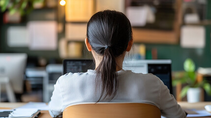Person working at desk with poor posture, emphasizing the importance of ergonomic practices for maintaining health and productivity in the workplace