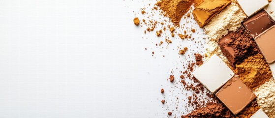 Makeup Powder Shades and Swatches on White Background