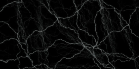 Massive lightning bolt with branches isolated on black background. Branched lightning bolt. Electric bolt. Vector gray and black cracked texture style overlay with cracked texture. 