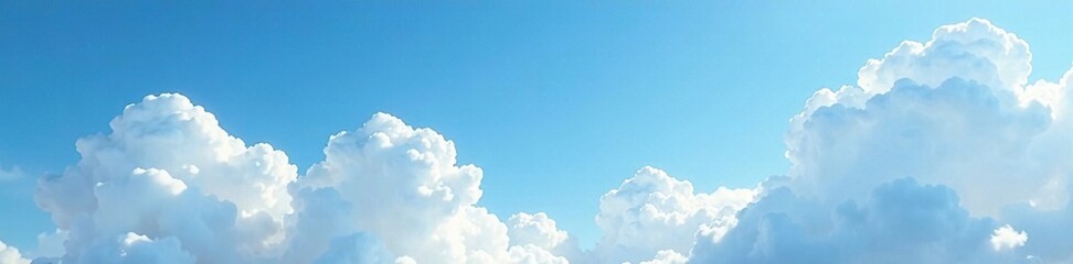 Clouds softly floating in blue sky with a few wispy strands of white, blue sky, heavens