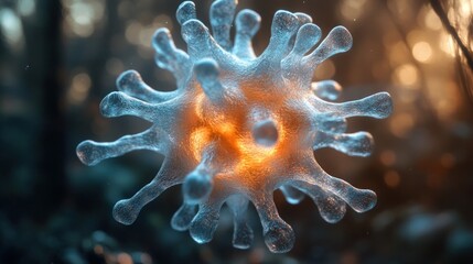 Hyper-Realistic 3D Virus Illustration with Intricate Structure and Dramatic Lighting