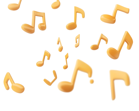 music note icons flying, classic notation, Transparent PNG - Powered by Adobe