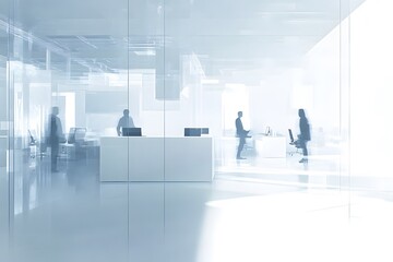 Abstract Modern Office Space with Silhouetted Figures