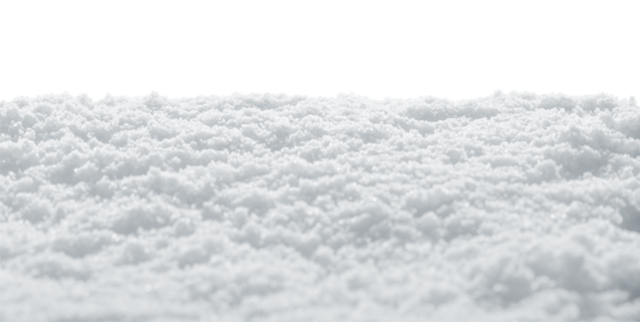 Real fluffy white snow sparkling in winter sunlight. Flat snow drift with transparent background.
