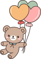 Cute Teddy Bear Holding a Balloons