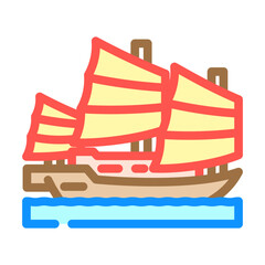 junk ancient ship color icon vector. junk ancient ship sign. isolated symbol illustration