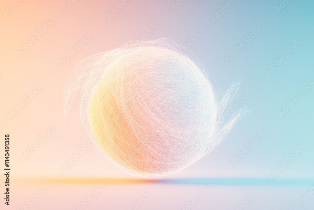 Poster surreal glowing sphere with abstract energy flows on gradient background