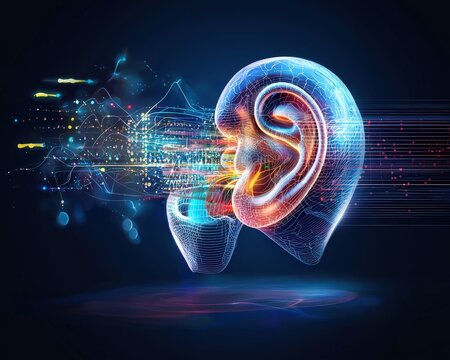 Human ear anatomy showing sound conduction and inner ear structures