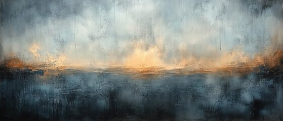 Textured Abstract Landscape Cool Warm Tones Soft Light Modern Impressionism Brushstrokes Layered Colors