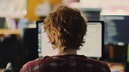 Person working at desk with poor posture, emphasizing the importance of ergonomic practices for maintaining health and productivity in the workplace